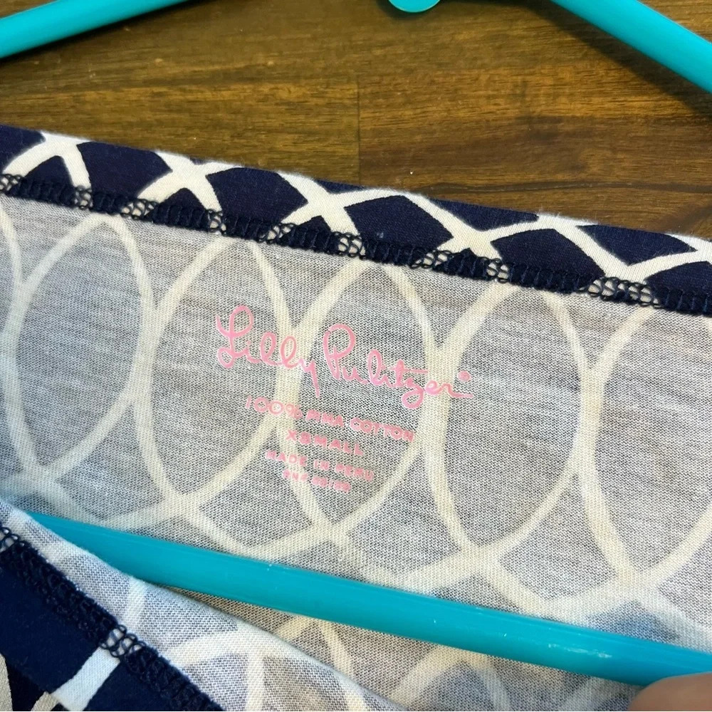 Lilly Pulitzer Printed Long Sleeve Tee T-Shirt Top Blue Prima Cotton XS - Picture 4 of 6